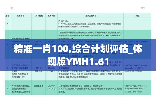 精准一肖100,综合计划评估_体现版YMH1.61