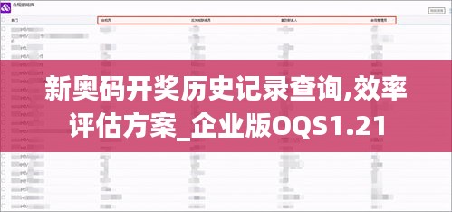 新奥码开奖历史记录查询,效率评估方案_企业版OQS1.21