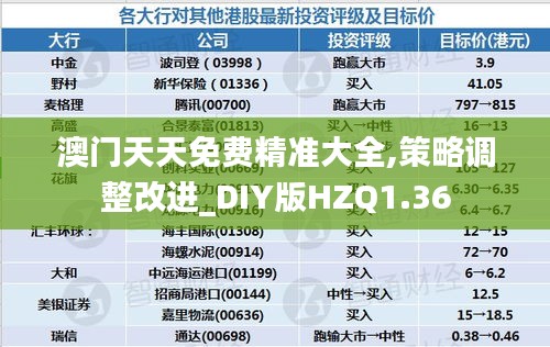 澳门天天免费精准大全,策略调整改进_DIY版HZQ1.36