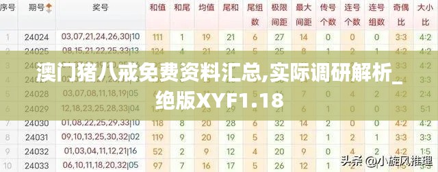 澳门猪八戒免费资料汇总,实际调研解析_绝版XYF1.18