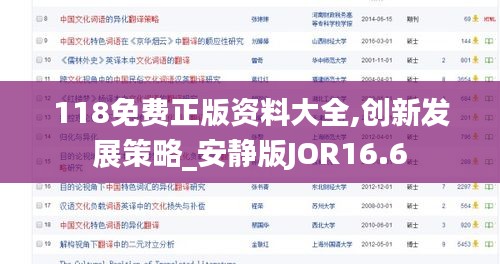 118免费正版资料大全,创新发展策略_安静版JOR16.6