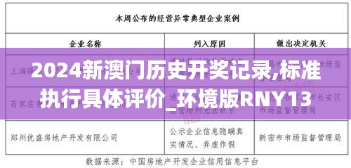 2024新澳门历史开奖记录,标准执行具体评价_环境版RNY13.81