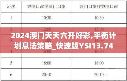 2024澳门天天六开好彩,平衡计划息法策略_快速版YSI13.74