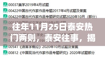 揭秘泰安往年11月25日两大热点话题，历史回顾与揭秘泰安往事两则热门话题回顾