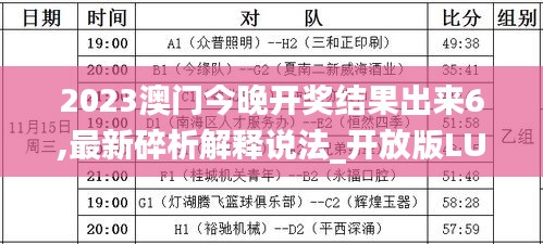 2023澳门今晚开奖结果出来6,最新碎析解释说法_开放版LUP19.20