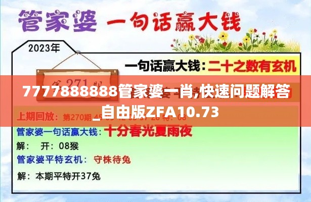 7777888888管家婆一肖,快速问题解答_自由版ZFA10.73