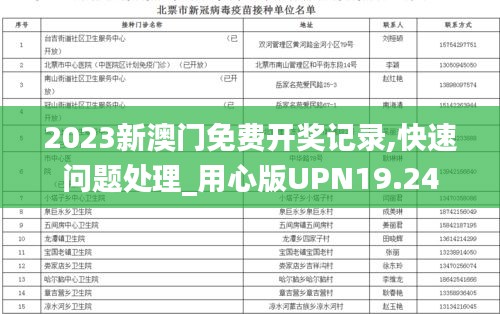 2023新澳门免费开奖记录,快速问题处理_用心版UPN19.24