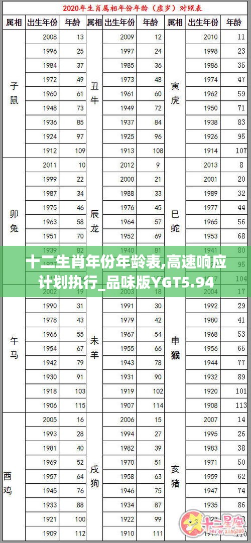 十二生肖年份年龄表,高速响应计划执行_品味版YGT5.94