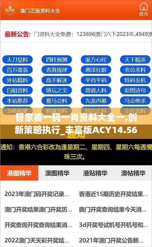 管家婆一码一肖资料大全一,创新策略执行_丰富版ACY14.56