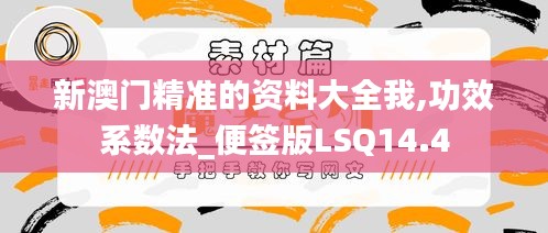 新澳门精准的资料大全我,功效系数法_便签版LSQ14.4