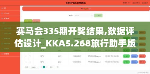 赛马会335期开奖结果,数据评估设计_KKA5.268旅行助手版