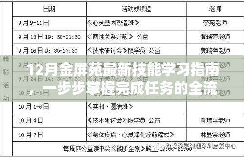 12月金屏苑技能学习指南，全流程掌握任务技能