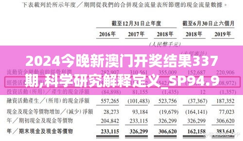 2024今晚新澳门开奖结果337期,科学研究解释定义_SP94.946-3