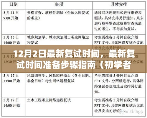 12月2日复试时间指南，准备步骤全解析，适用于初学者与进阶用户