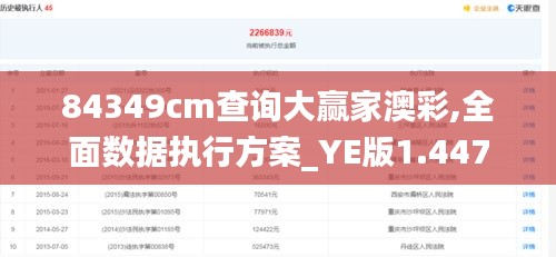 84349cm查询大赢家澳彩,全面数据执行方案_YE版1.447