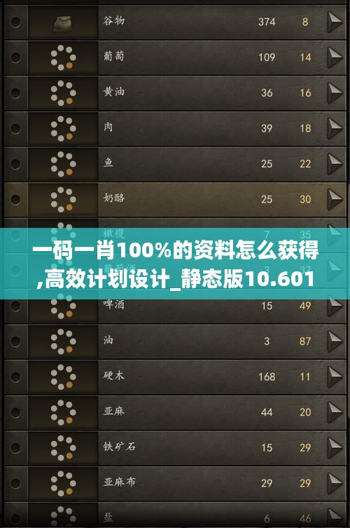 一码一肖100%的资料怎么获得,高效计划设计_静态版10.601