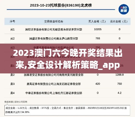 2023澳门六今晚开奖结果出来,安全设计解析策略_app7.134