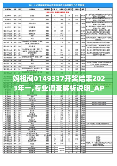 妈祖阁0149337开奖结果2023年一,专业调查解析说明_AP16.849