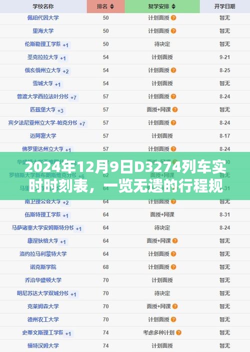 2024年12月9日D3274列车全程时刻表详解，一览无遗的行程规划