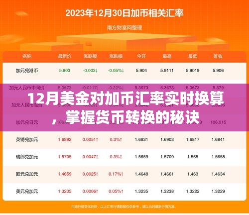 掌握货币转换秘诀，12月美金对加币汇率实时换算指南