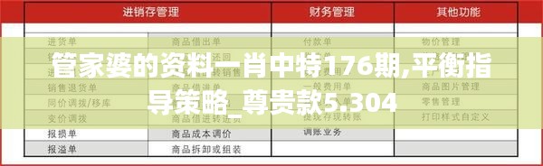 管家婆的资料一肖中特176期,平衡指导策略_尊贵款5.304