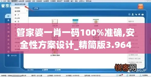 管家婆一肖一码100%准确,安全性方案设计_精简版3.964