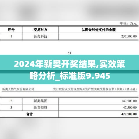 2024年新奥开奖结果,实效策略分析_标准版9.945