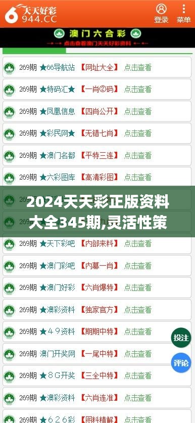 2024天天彩正版资料大全345期,灵活性策略解析_轻量版1.506