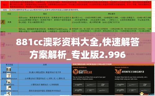 881cc澳彩资料大全,快速解答方案解析_专业版2.996