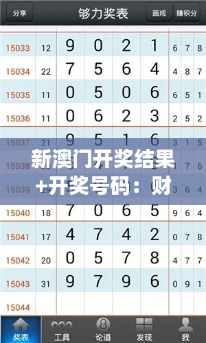 新澳门开奖结果+开奖号码：财富的奇迹