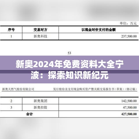 新奥2024年免费资料大全宁波：探索知识新纪元