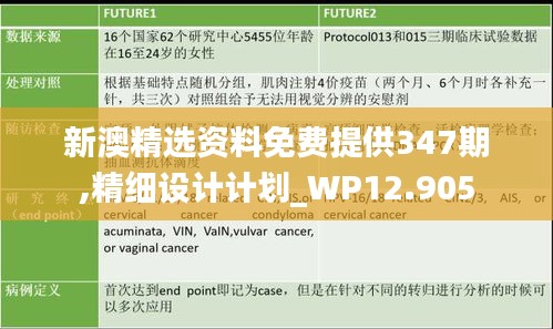 新澳精选资料免费提供347期,精细设计计划_WP12.905