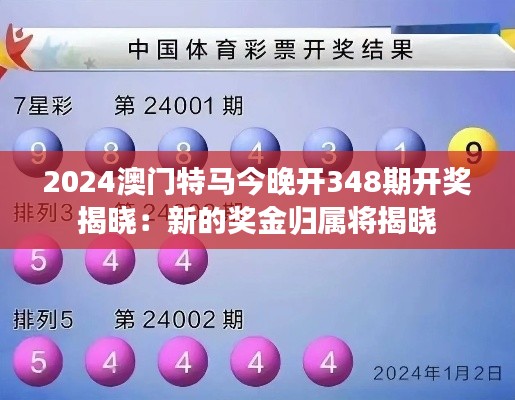 2024澳门特马今晚开348期开奖揭晓：新的奖金归属将揭晓