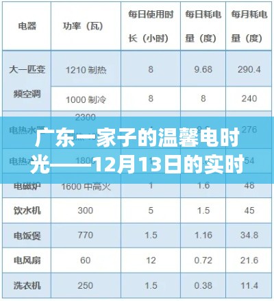 广东家庭电时光，探寻12月13日的实时用电量之旅