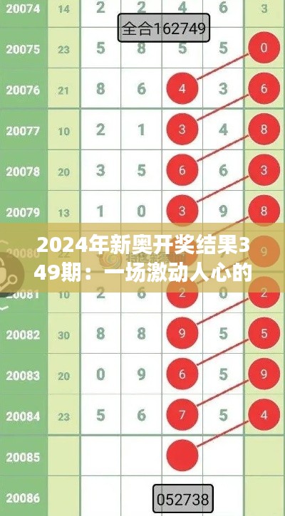 2024年新奥开奖结果349期：一场激动人心的数字游戏