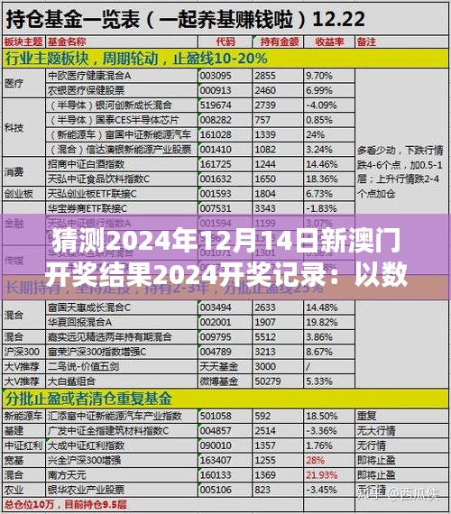 猜测2024年12月14日新澳门开奖结果2024开奖记录：以数据驱动彩票预测的新趋势