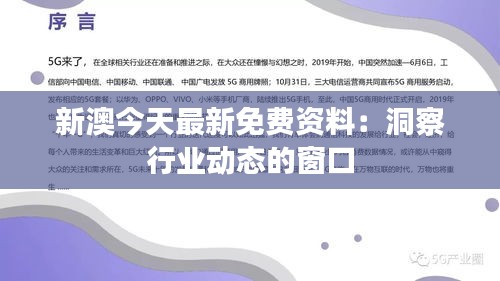 新澳今天最新免费资料：洞察行业动态的窗口