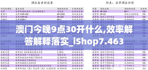 澳门今晚9点30开什么,效率解答解释落实_iShop7.463