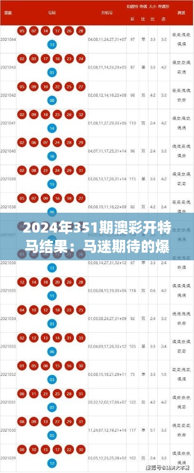 2024年351期澳彩开特马结果：马迷期待的爆冷胜利