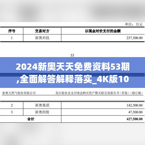 2024新奥天天免费资料53期,全面解答解释落实_4K版10.495