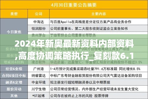 2024年新奥最新资料内部资料,高度协调策略执行_复刻款6.118