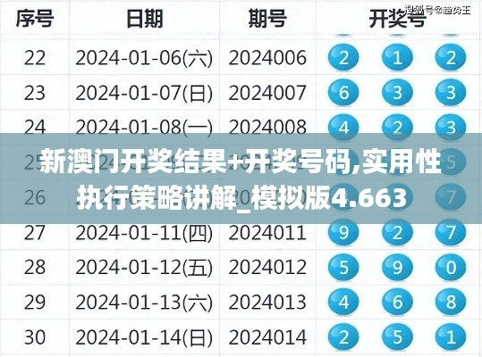 新澳门开奖结果+开奖号码,实用性执行策略讲解_模拟版4.663