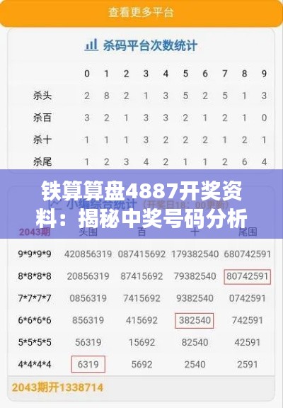 铁算算盘4887开奖资料：揭秘中奖号码分析技巧