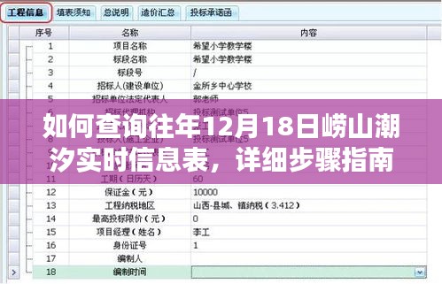 详细步骤指南，查询往年崂山潮汐实时信息表（以12月18日为例）