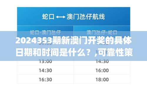 2024353期新澳门开奖的具体日期和时间是什么？,可靠性策略解析_静态版17.660