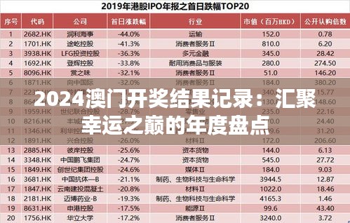 2024澳门开奖结果记录：汇聚幸运之巅的年度盘点