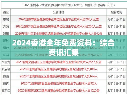 2024香港全年免费资料：综合资讯汇集