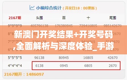 新澳门开奖结果+开奖号码,全面解析与深度体验_手游版13.839