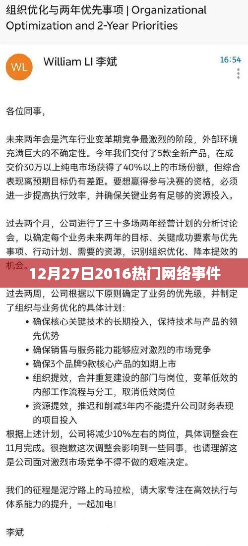 2016年年末网络热点事件回顾